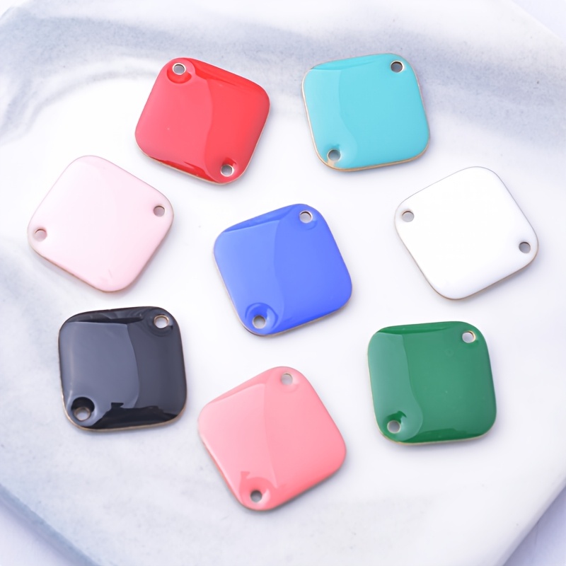 6pcs Colorful Geometric Square Charms for DIY Earrings